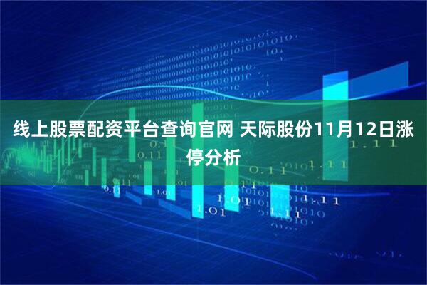 线上股票配资平台查询官网 天际股份11月12日涨停分析