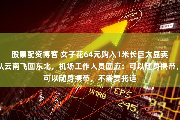 股票配资博客 女子花64元购入1米长巨大豆荚坐飞机，已从云南飞回东北，机场工作人员回应：可以随身携带，不需要托运